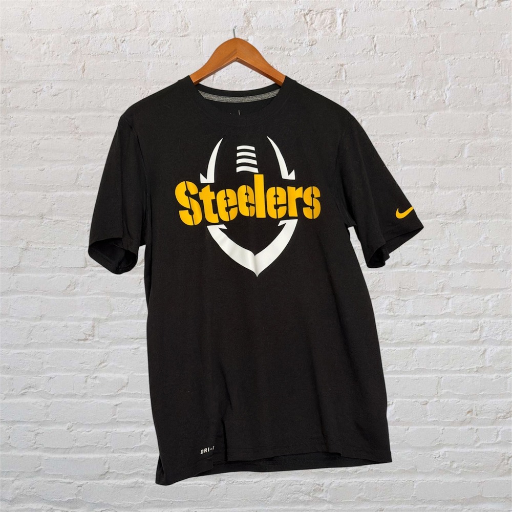 Nike Pittsburgh Steelers NFL Dri-FIT Black Graphic T-Shirt Mens Medium M